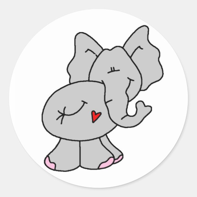 Niedlicher grauer Elefant Runder Aufkleber (Vorderseite)