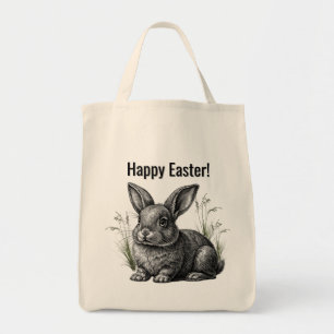 Niedlicher grauer Hase Frohe Ostern Tragetasche