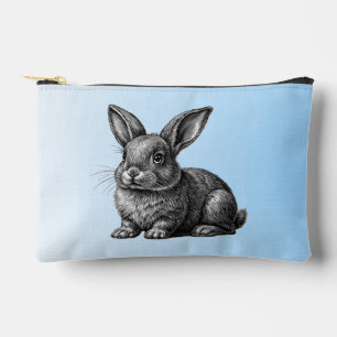 Niedlicher grauer Hase vor blauem Himmel Zubehörtasche