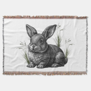 Niedlicher grauer Hase zwischen Gras Decke
