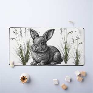 Niedlicher grauer Hase zwischen Gras Schreibtischunterlage