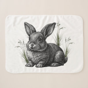 Niedlicher grauer Hase zwischen Gras Sherpadecke