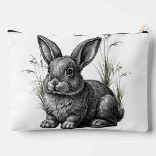 Niedlicher grauer Hase zwischen Gras Zubehörtasche
