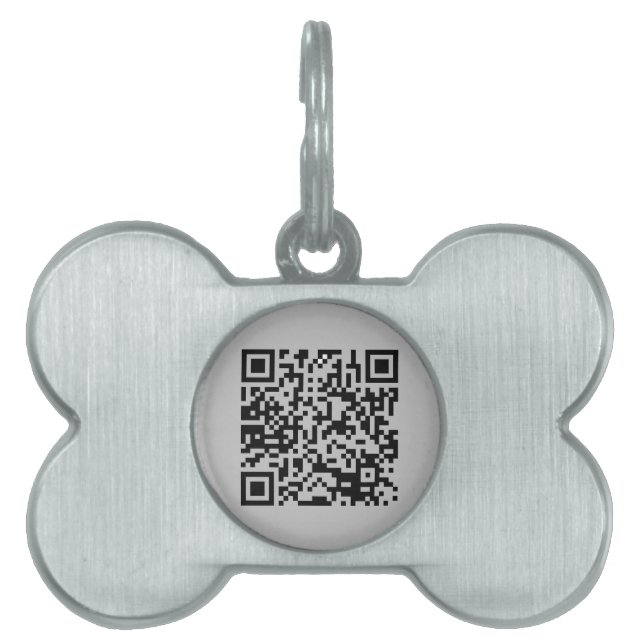 Niedlicher grauer Knochen in Form mit QR Code Dog  Tiermarke (Vorderseite)