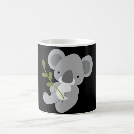 Niedlicher Grauer Koala-Bär mit grünem Leaf Verwandlungstasse