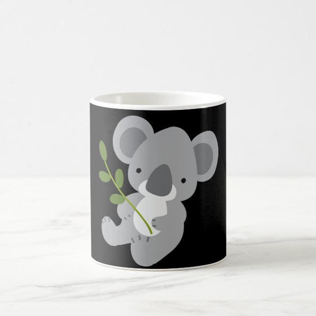 Niedlicher Grauer Koala-Bär mit grünem Leaf Verwandlungstasse (Mittel)