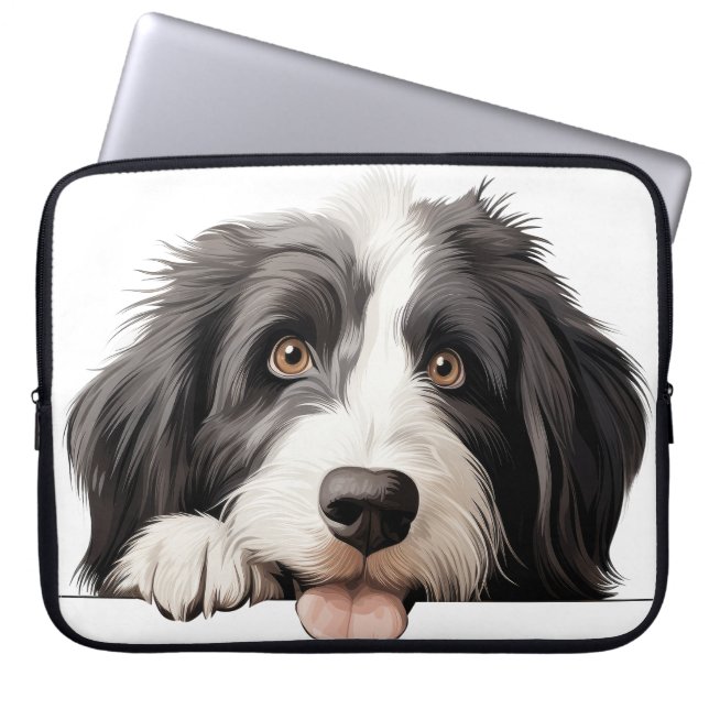 NIEDLICHER Grauer und WEISSER BARTELEHUND Laptopschutzhülle (Vorderseite)