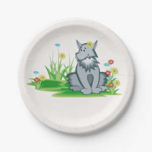 Niedlicher grauer Wolf Kids Woodland Party Deco Pappteller