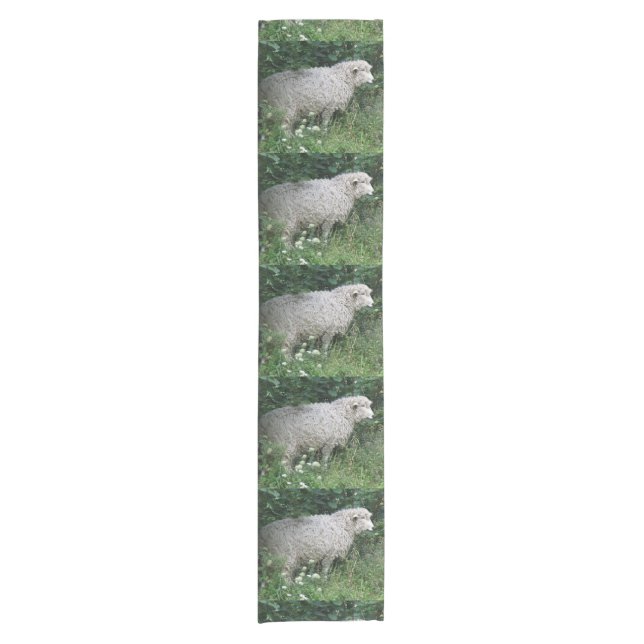 Niedlicher Greedy Sheep Eating Table Runner Kurzer Tischläufer (Vorderseite)