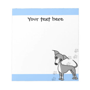 Niedlicher Greyhound Cartoon Italienisch - Pawprin Notizblock
