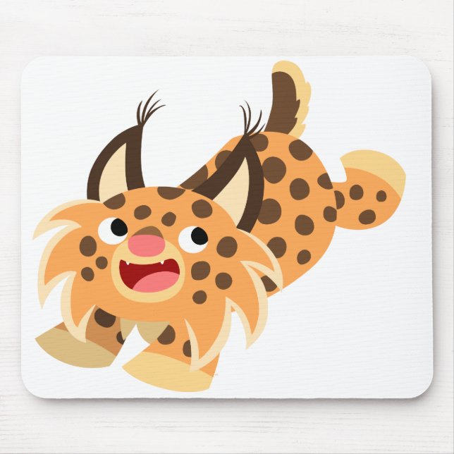 Niedlicher griechischer Cartoon Bobcat Mousepad (Vorne)