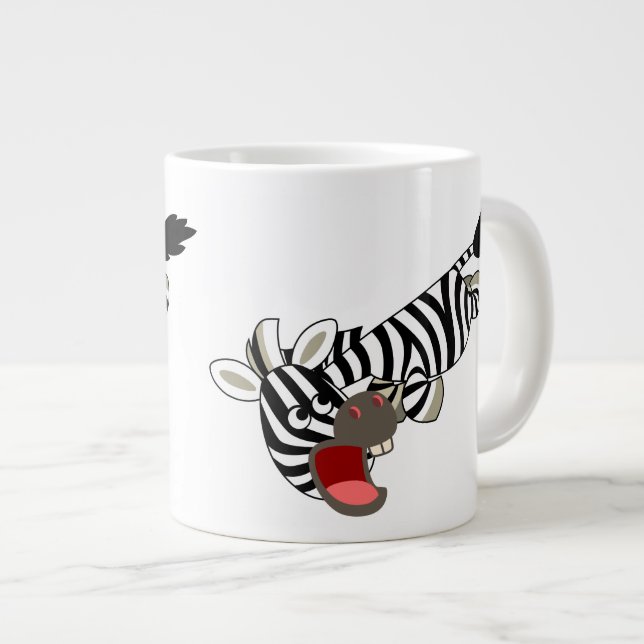 Niedlicher griechischer Cartoon Zebra Jumbo Tasse (Vorderseite Rechts)