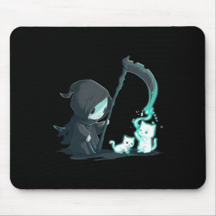 Niedlicher Grim Sensenmann Skelett mit Kat Ghost K Mousepad