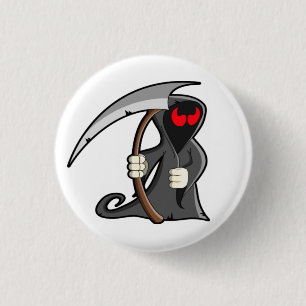 Niedlicher grimmiger Sensenmann Halloween Freundli Button