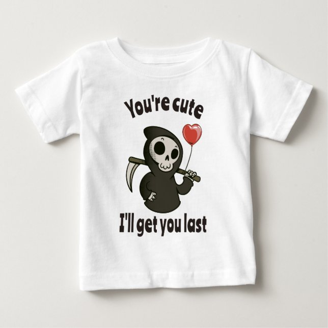 Niedlicher grimmiger Sensenmann mit romantischem H Baby T-shirt (Vorderseite)