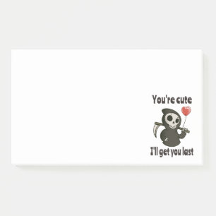 Niedlicher grimmiger Sensenmann mit romantischem H Post-it Klebezettel