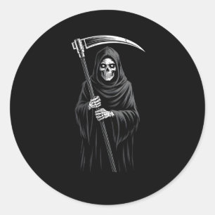 Niedlicher grimmiger Sensenmann Spooky Grave Candy Runder Aufkleber