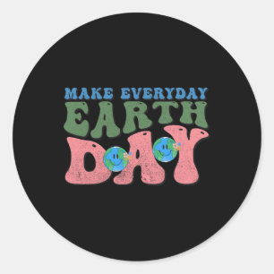 Niedlicher Groovy Make Everyday Earth Day Rette Um Runder Aufkleber