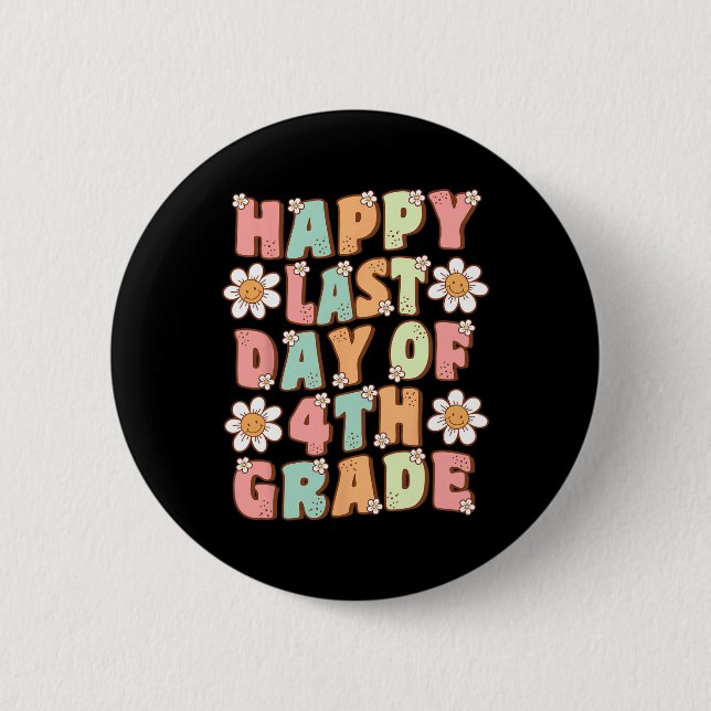 Niedlicher Groovy-Tee der vierten Klasse Button (Vorderseite)