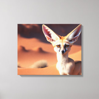 Niedlicher, großartiger Fennec-Fuchs in der Wüste Leinwanddruck