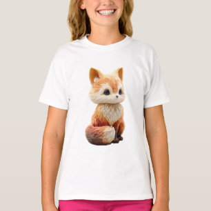 Niedlicher großer Augen süßer sitzender roter Fuch T-Shirt