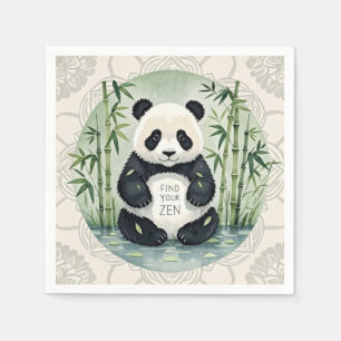 Niedlicher großer Chubby-Panda in einer Lotus-Pose Serviette