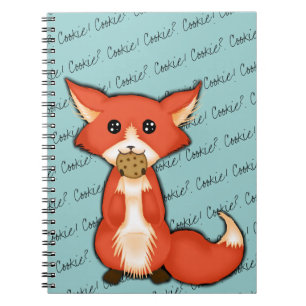 Niedlicher großer mit Augen Fox, der ein Plätzch Notizblock