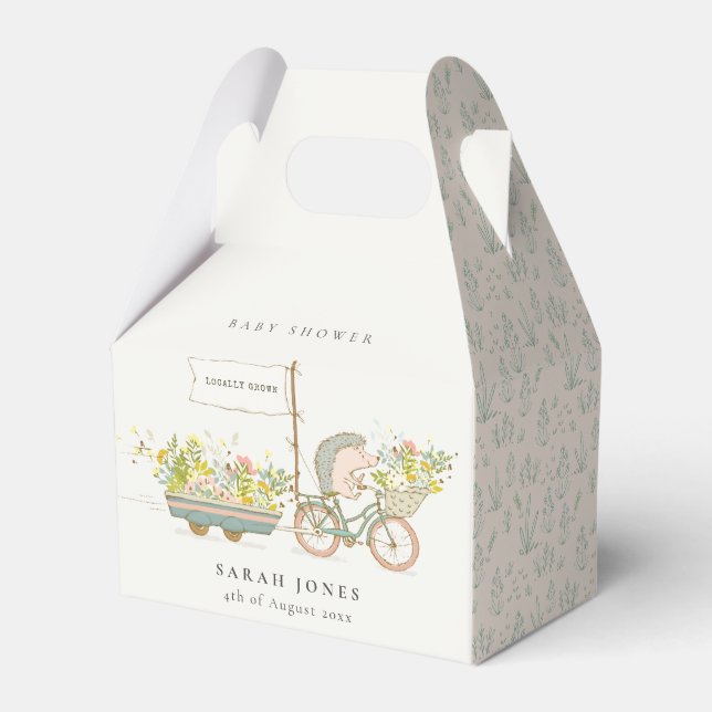 Niedlicher Grown Igel Flora Bike Babydusche Geschenkschachtel (Vorderseite)