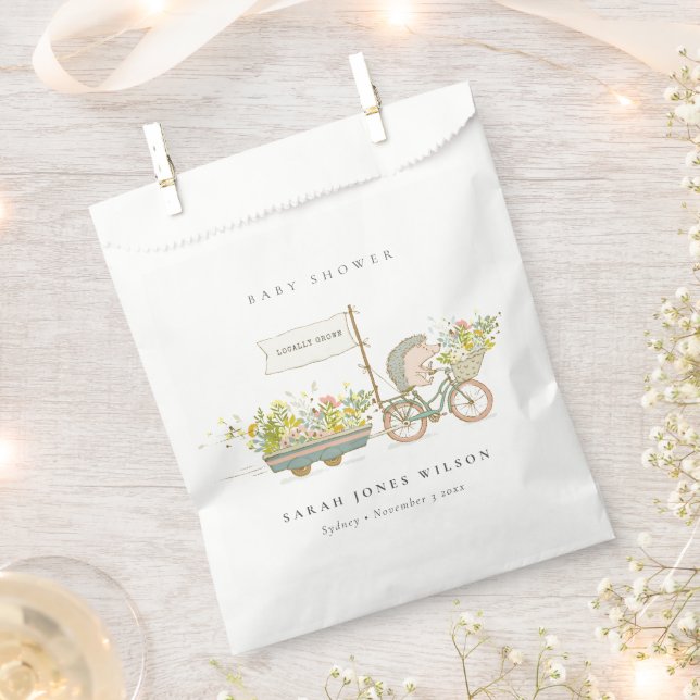Niedlicher Grown Igel Flora Bike Babydusche Geschenktütchen (Ausgeschnitten)