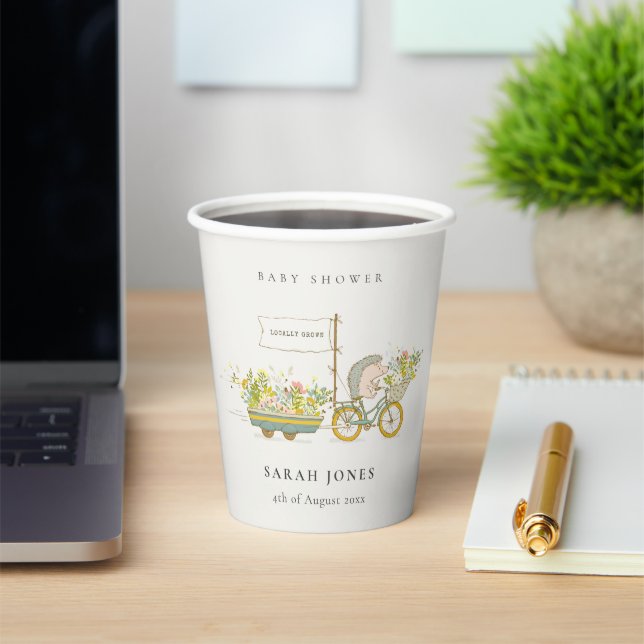Niedlicher Grown Igel Flora Bike Babydusche Pappbecher (InSitu)