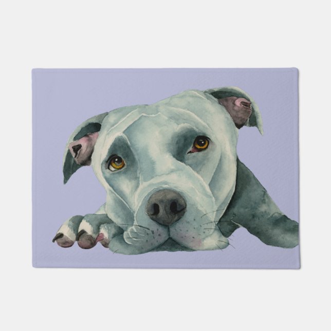 Niedlicher Gruben-Stier-Terrier der Hundekunst-| Fußmatte (Vorderseite)
