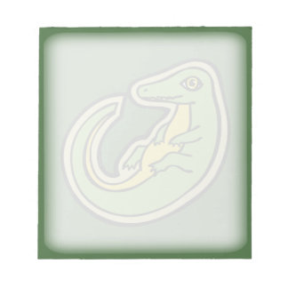 Niedlicher grün-gelber Alligator Zeichne Design Notizblock