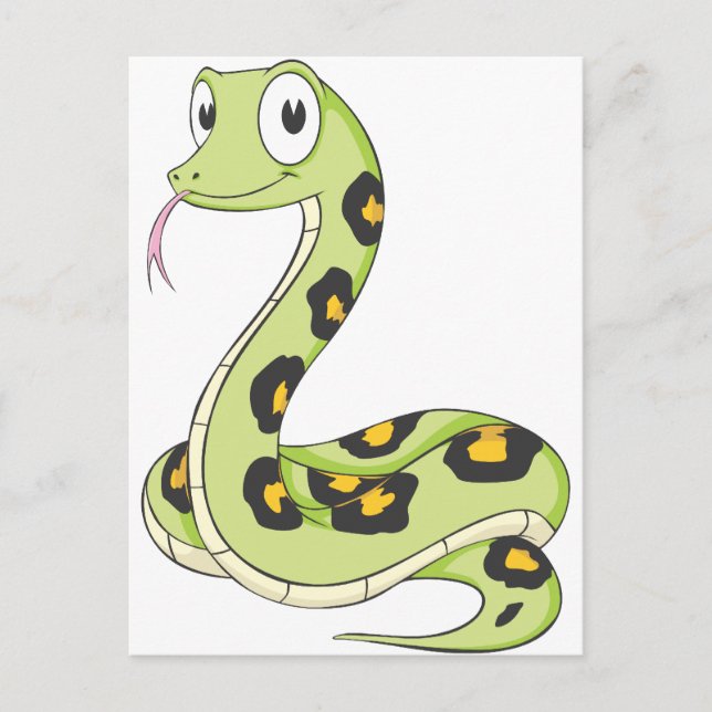 Niedlicher grüner Anaconda-Schlange Cartoon Postkarte (Vorderseite)