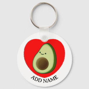 Niedlicher grüner Avocado im Individuelle Name Rot Schlüsselanhänger
