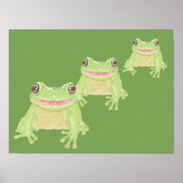 Niedlicher Grüner Baum Frog - 3x transparent. Poster