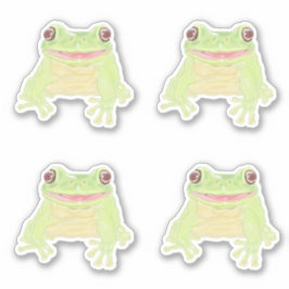 Niedlicher Grüner Baum Frog - 4x Sonderschnitt Auf Aufkleber