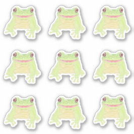 Niedlicher Grüner Baum Frog - 9x Sonderschnitt Auf Aufkleber