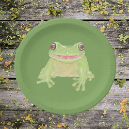 Niedlicher Grüner Baum Frog - Single transparent. Pappteller