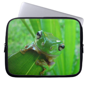Niedlicher Grüner Baum Frosch am Ende des Baumes Laptopschutzhülle