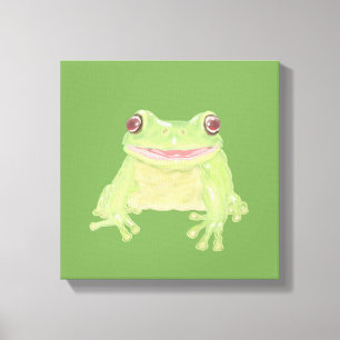 Niedlicher Grüner Baum Frosch - transparent. Leinwanddruck