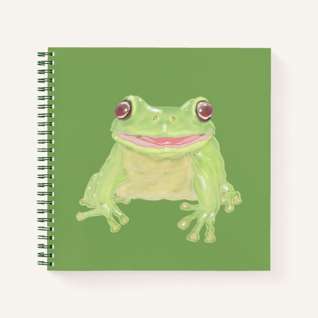 Niedlicher Grüner Baum Frosch - transparent. Notizbuch (Vorderseite)