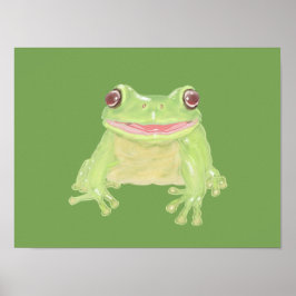 Niedlicher Grüner Baum Frosch - transparent. Poster