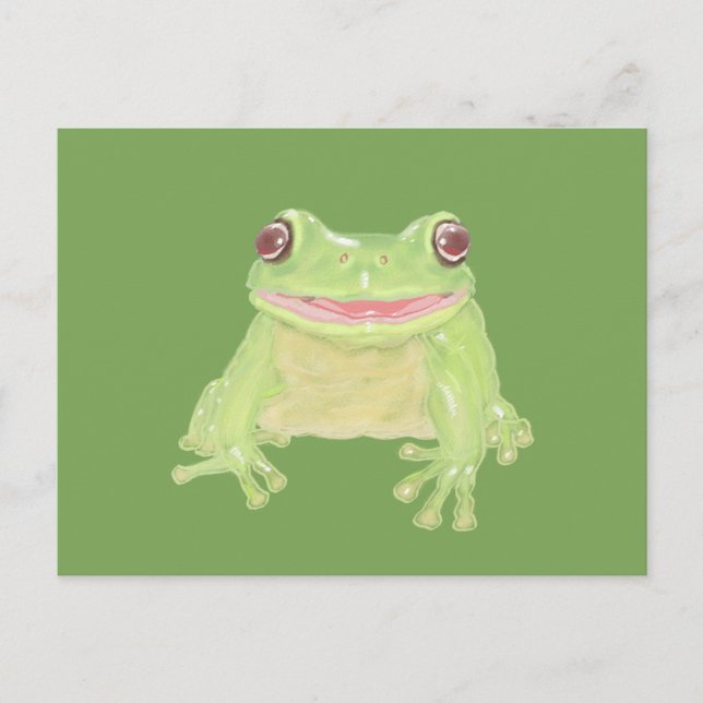 Niedlicher Grüner Baum Frosch - transparent. Postkarte (Vorderseite)