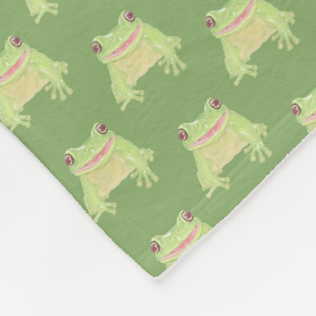 Niedlicher Grüner Baumfrosch - durchsichtiges Must Fleecedecke (Ecke)