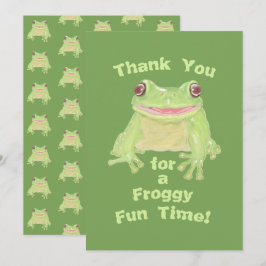 Niedlicher Grüner Baumfrosch - Kindergeburtstag Pa Dankeskarte
