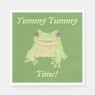 Niedlicher Grüner Baumfrosch - Yummy Tummy Time! P Serviette