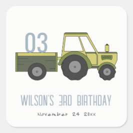 Niedlicher grüner blauer Feldzug Kinder jeden Gebu Quadratischer Aufkleber