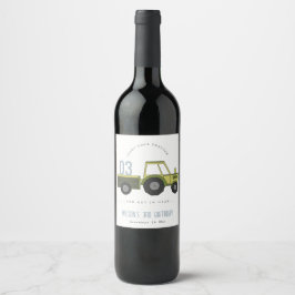 Niedlicher grüner blauer Feldzug Kinder jeden Gebu Weinetikett