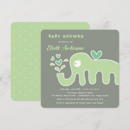 Niedlicher grüner Cartoon Elephant Whimsical Baby  Einladung