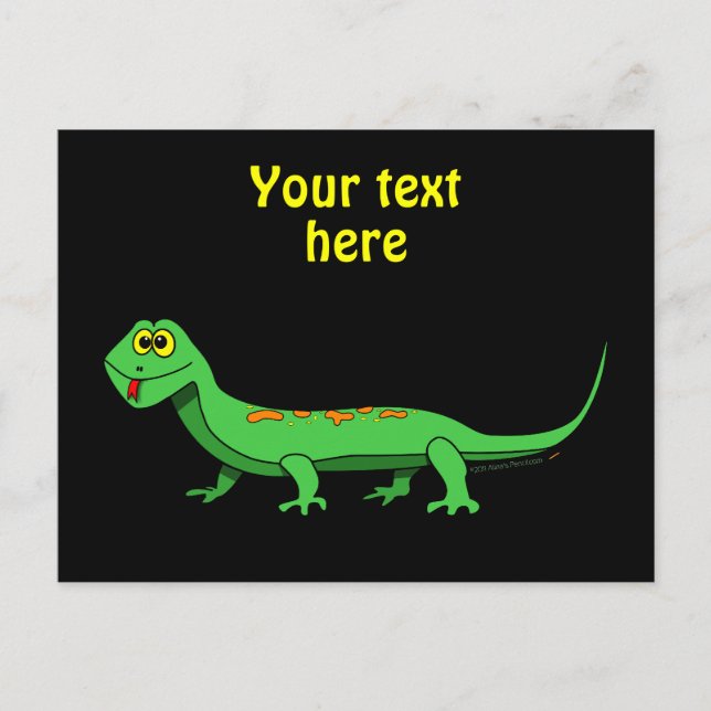 Niedlicher grüner Cartoon Lizard Kids Reptile Postkarte (Vorderseite)